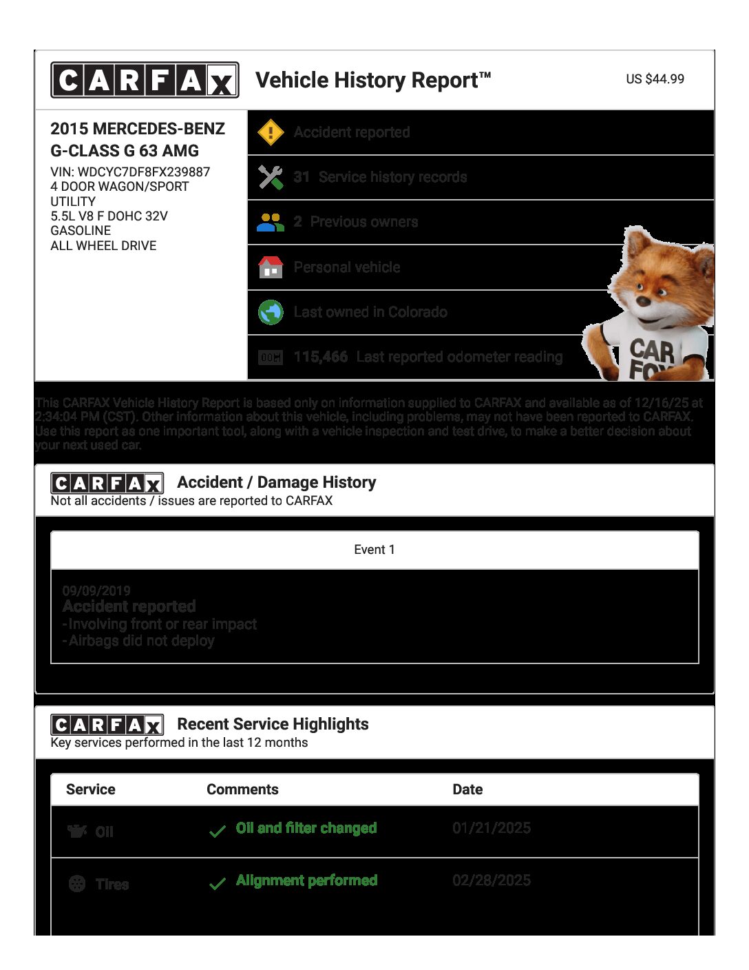 2015 Mercedes-Benz G63 AMG